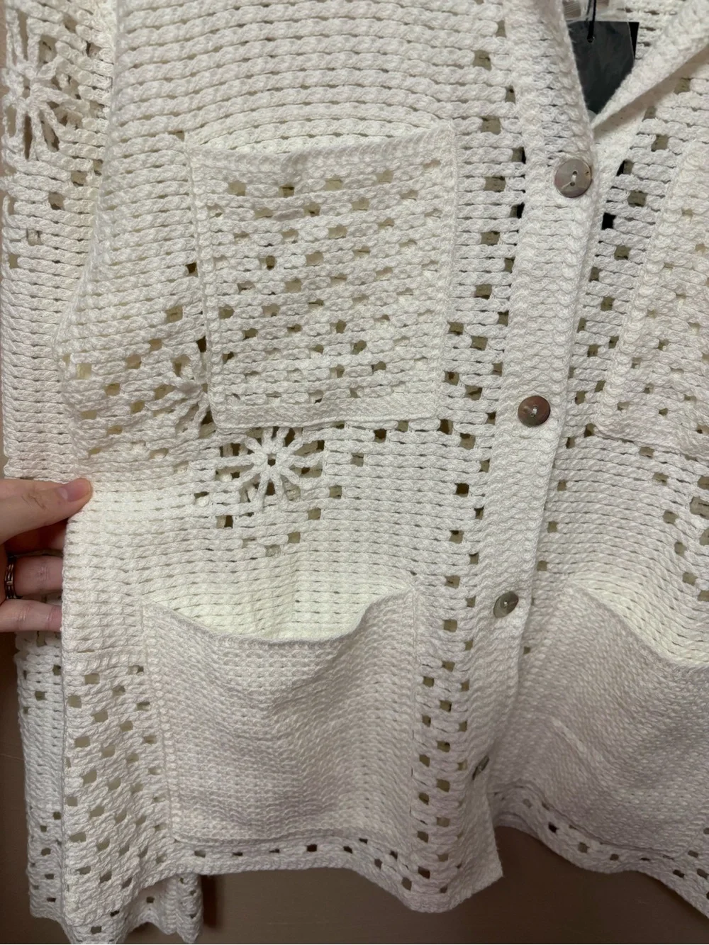 Rails Patmos Sweater Ivory White Cream Crochet Knit Size Small NWT New